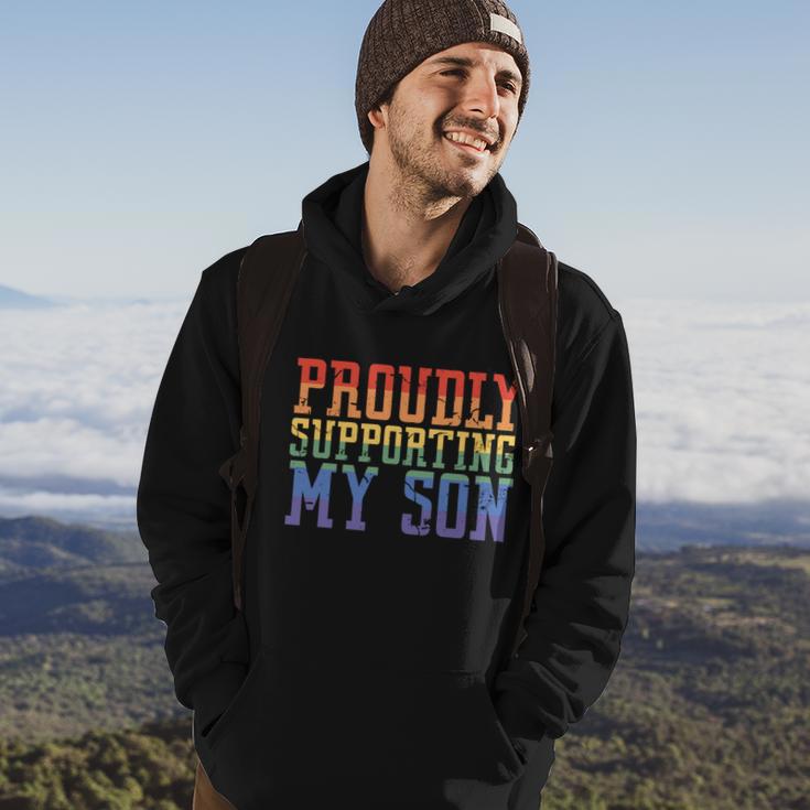 Proudly Supporting My Son Gay Parent Lgbt Proud Mom Dad Gift Hoodie Lifestyle