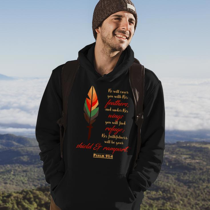 Psalm 914 Under His Wingsrefuge Double Sided Design Hoodie Lifestyle