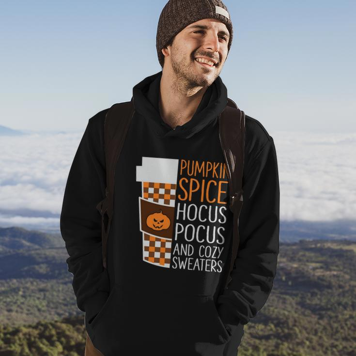 Pumpkin Spice Hocus Pocus And Cozy Sweaters Halloween Quote Hoodie Lifestyle