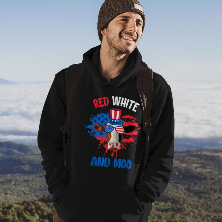 Red White And Moo Patriotic Cow Farmer 4Th Of July Tshirt Hoodie Lifestyle