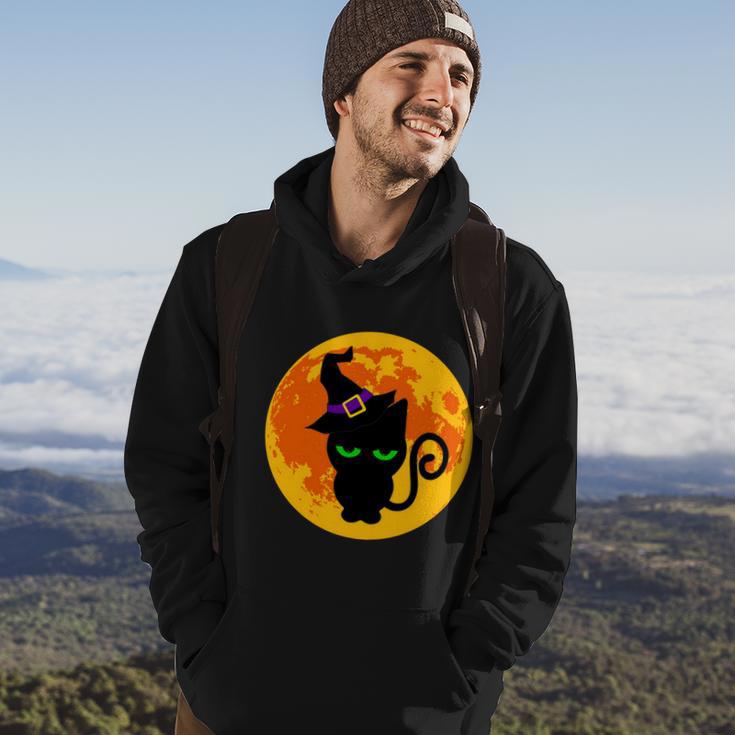 Scary Black Cat Costume Witch Hat Amp Moon Graphics Halloween Quote Hoodie Lifestyle