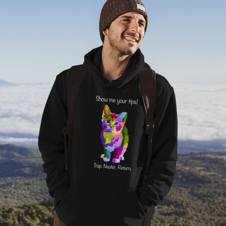 Show Me Your Tips Rainbow Kitty Trap Neuter Return Tnr Gift Hoodie Lifestyle