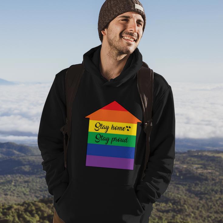 Stay Home Stay Proud Lgbt Gay Pride Lesbian Bisexual Ally Quote Hoodie Lifestyle