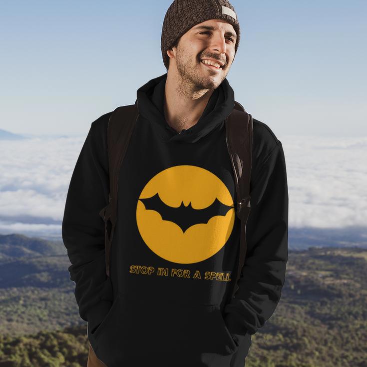 Stop In For A Spell Bat Halloween Quote Hoodie Lifestyle