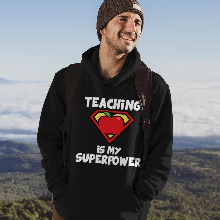Teaching Is My Superpower Apple Crest Hoodie Lifestyle