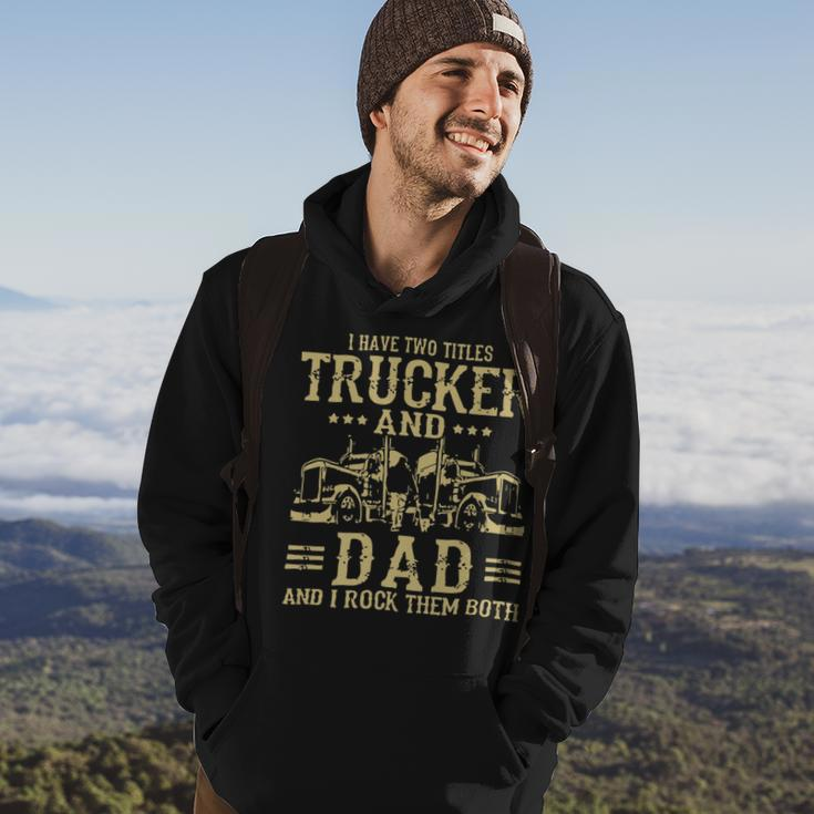 Trucker Trucker And Dad Quote Semi Truck Driver Mechanic Funny_ Hoodie Lifestyle