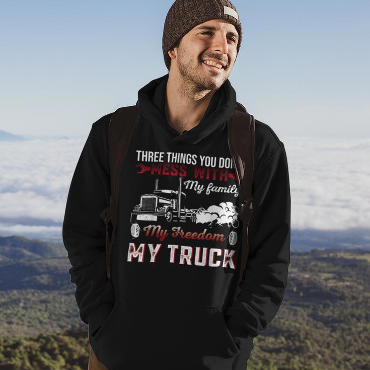 Trucker Trucker Dad Truck Driver Father Dont Mess With My Family Hoodie Lifestyle
