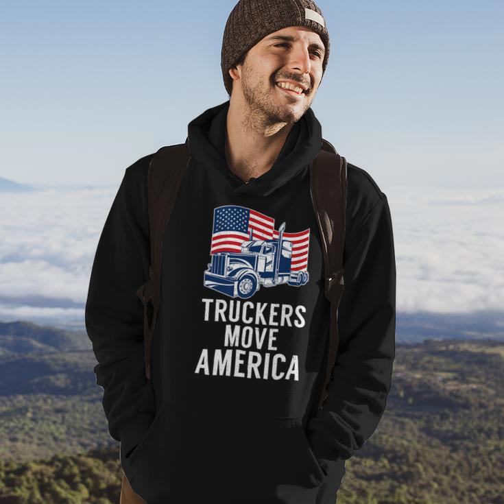 Trucker Truckers Move America Funny American Trucker Truck Driver Hoodie Lifestyle