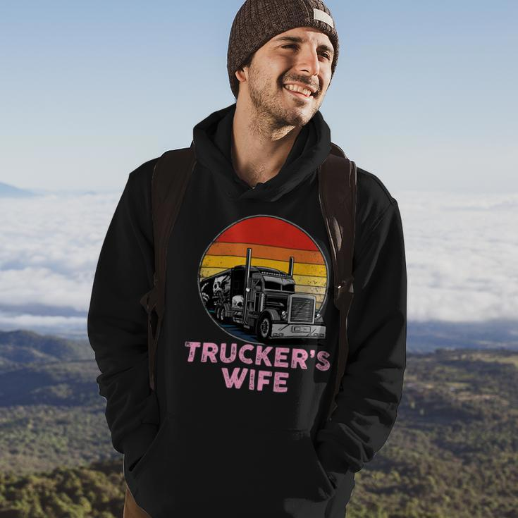 Trucker Truckers Wife Retro Truck Driver Hoodie Lifestyle