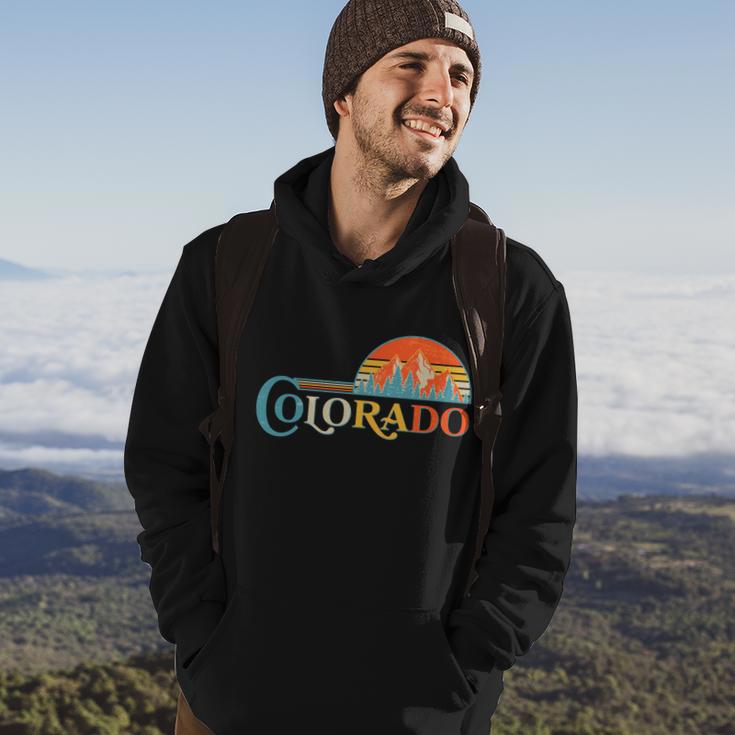 Vintage Colorado Retro Colors Sun Mountains Hoodie Lifestyle