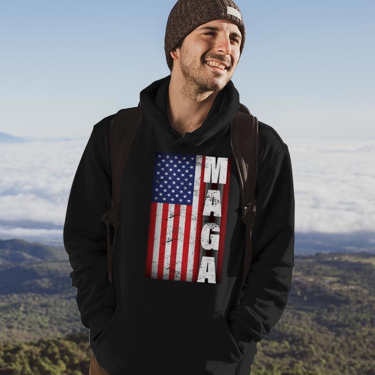 Vintage Grunge Maga American Flag Hoodie Lifestyle