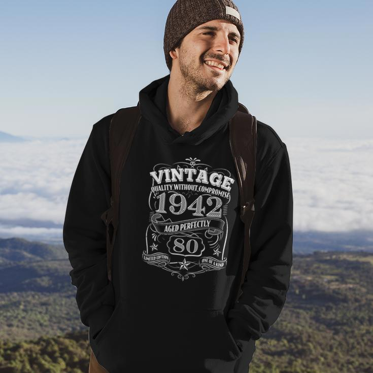 Vintage Quality Without Compromise 1942 Aged Perfectly 80Th Birthday Hoodie Lifestyle