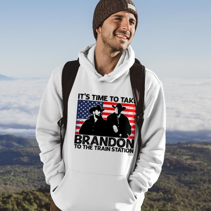 Its Time To Take Brandon To The Train Station America Flag Funny Its Time To Tak Hoodie Lifestyle