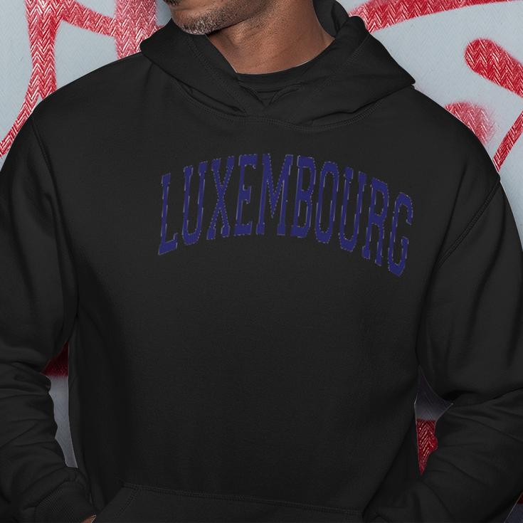 Luxembourg Varsity Style Navy Blue Text Hoodie