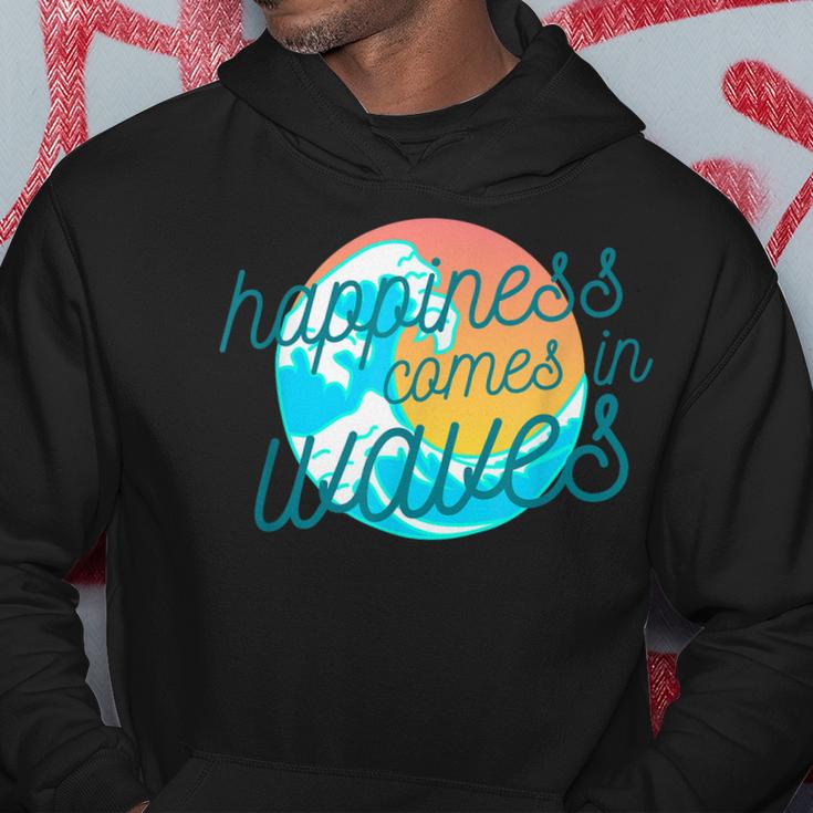 Ocean Wave Sunset  Happiness Comes In Waves Summer Gift Hoodie