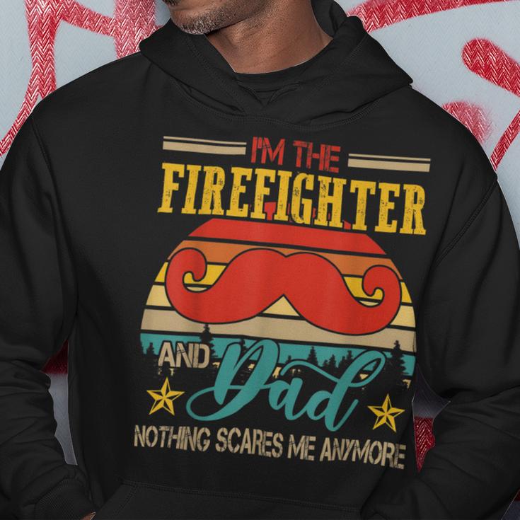 Firefighter Vintage Retro Im The Firefighter And Dad Funny Dad Mustache Hoodie
