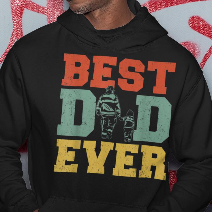 Firefighter Retro Best Dad Ever Firefighter Daddy Happy Fathers Day V2 Hoodie