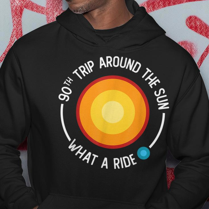 90Th Birthday Retro 90Th Trip Around The Sun What A Ride Hoodie Funny Gifts