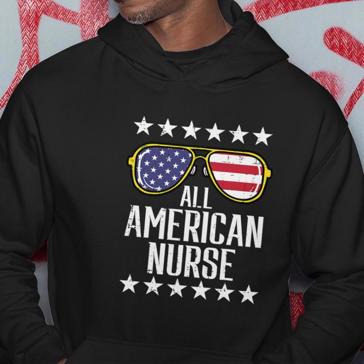 All American Nurse Scrub Memorial Day 4Th Of July Rn Women Hoodie Unique Gifts