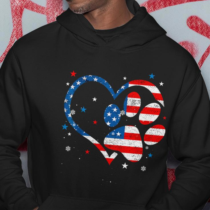 American Flag Patriotic Dog & Cat Paw Print 4Th Of July Hoodie Unique Gifts