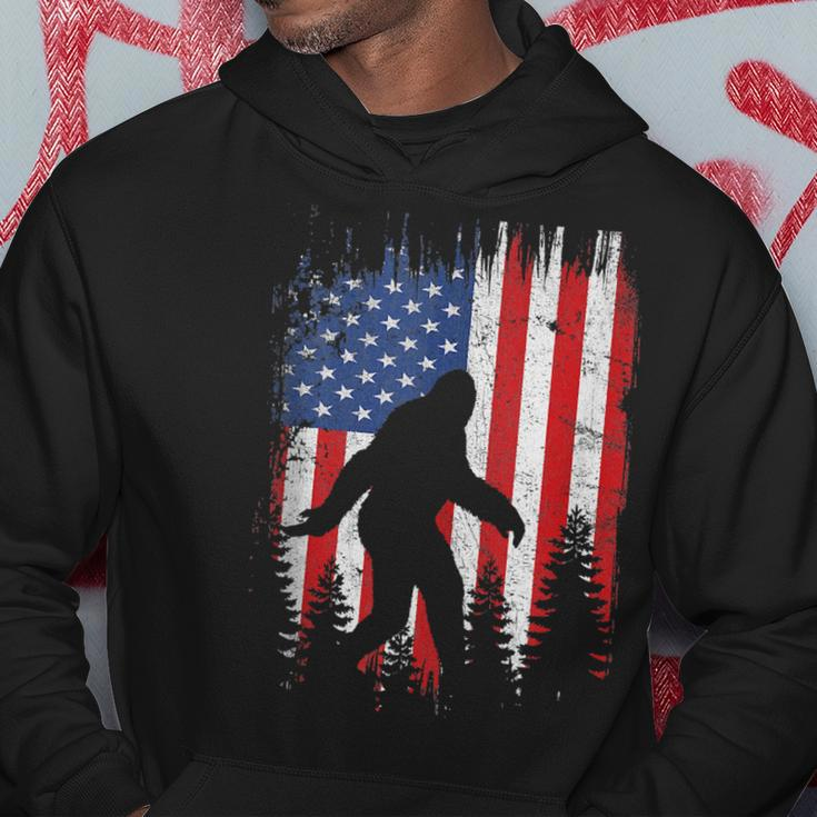 Bigfoot American Usa Flag Patriotic 4Th Of July Hoodie Funny Gifts