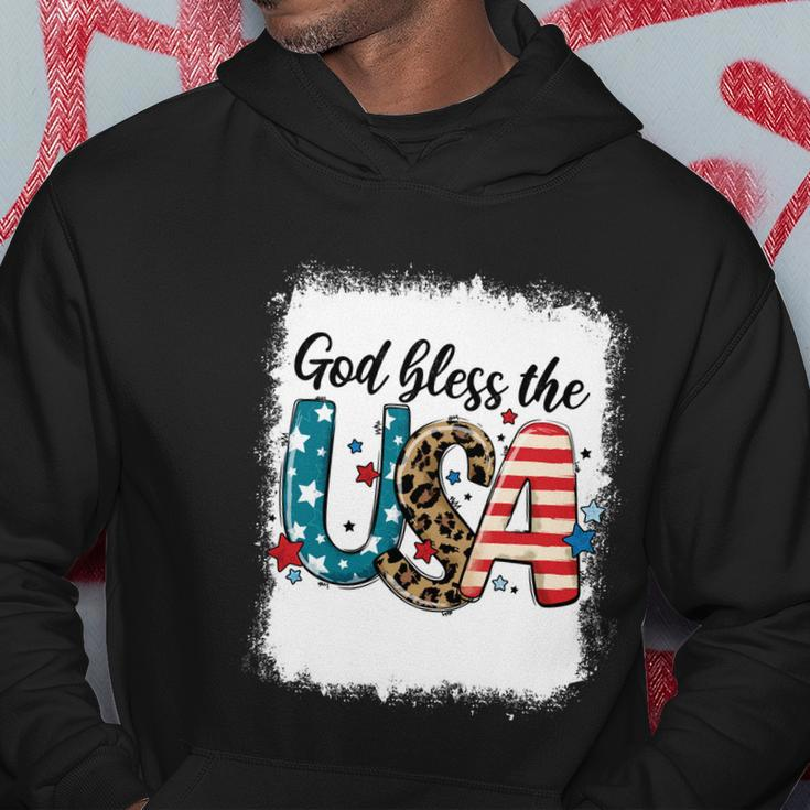 Bleached 4Th July God Bless The Usa Patriotic American Flag Gift Hoodie Unique Gifts