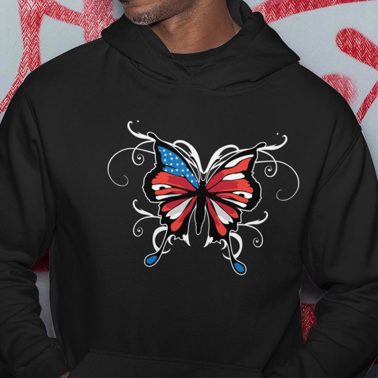 Butterfly Usa Flag Cute 4Th Of July Funny American Girl Gift Cool Gift Hoodie Unique Gifts