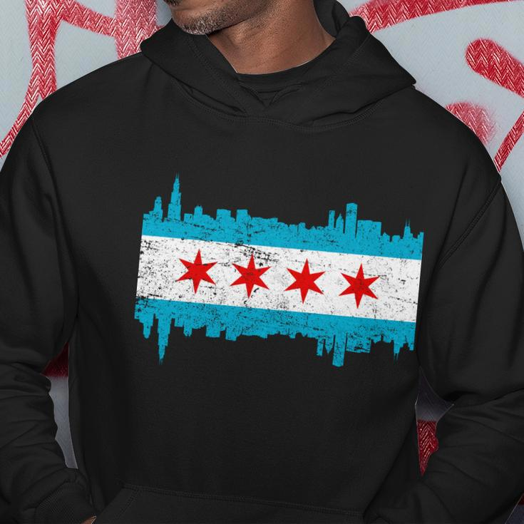 Chicago City Skyline Flag Vintage Hoodie Unique Gifts