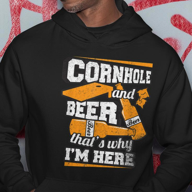Cornhole And Beer Thats Why Im Here Funny Cornhole Hoodie Unique Gifts