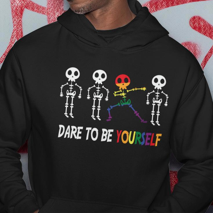 Dare To Be Yourself Lgbt Gay Pride Lesbian Bisexual Ally Quote Hoodie Unique Gifts