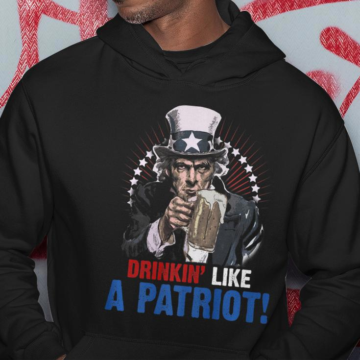 Drinkin Like A Patriot 4Th Of July Uncle Sam Hoodie Unique Gifts