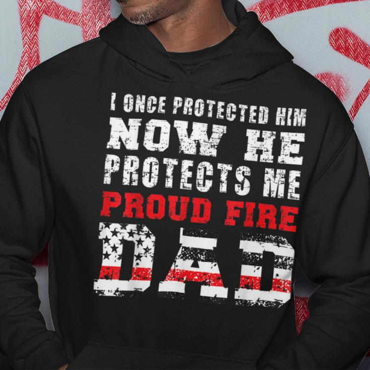 Firefighter Proud Fire Dad Fireman Father Of A Firefighter Dad Hoodie Funny Gifts