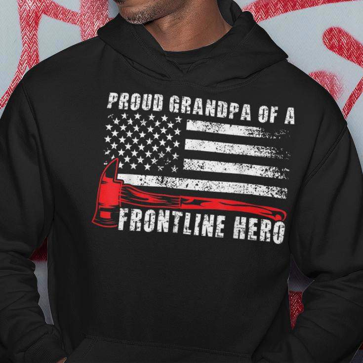 Firefighter Proud Firefighter Grandpa Of A Hero Fireman Grandpa V2 Hoodie Funny Gifts