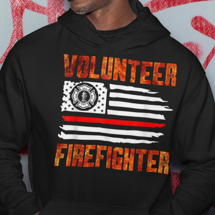 Firefighter Red Line Flag Fireman Wife Girlfriend Volunteer Firefighter V2 Hoodie Funny Gifts