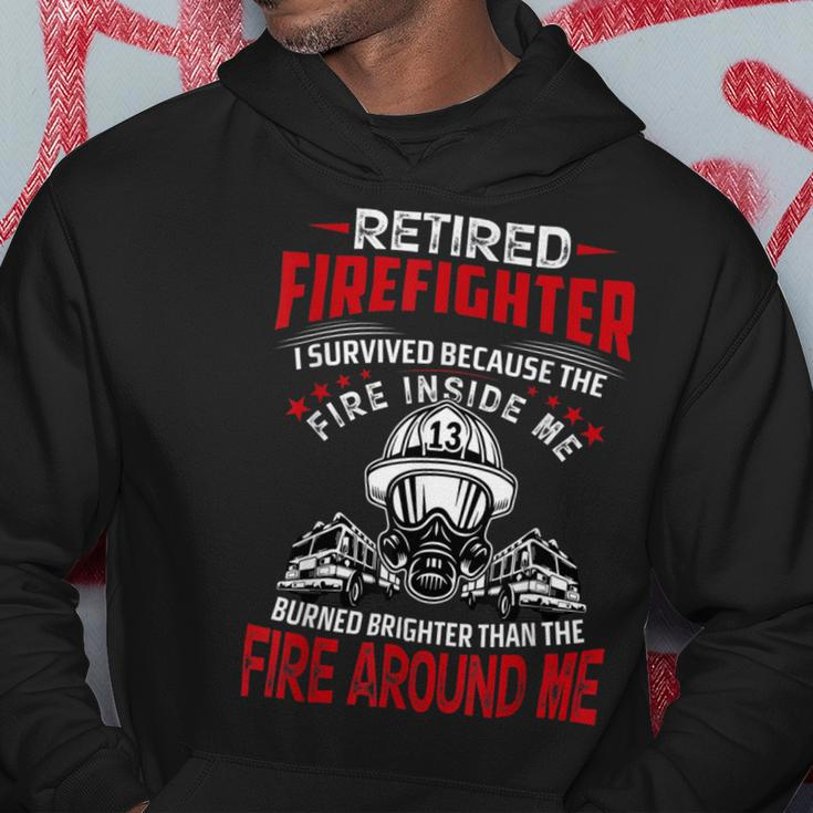 Firefighter Retired Firefighter I Survived Because The Fire Inside Me V2 Hoodie Funny Gifts