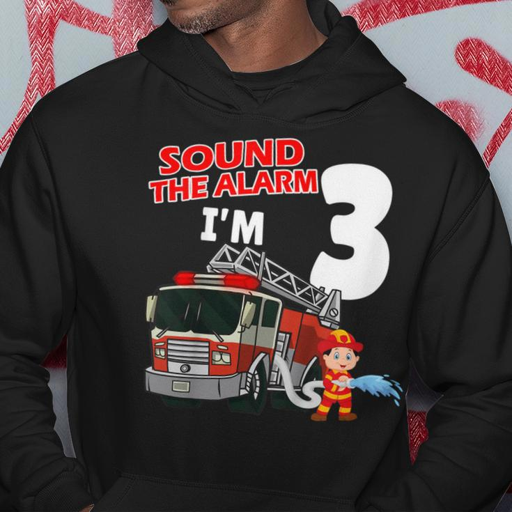 Firefighter Sound The Alarm Im 3 Years Old Firefighter Boy 3Rd Birthday Hoodie Funny Gifts