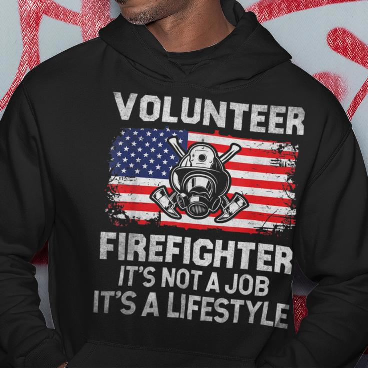 Firefighter Volunteer Firefighter Lifestyle Fireman Usa Flag Hoodie Funny Gifts