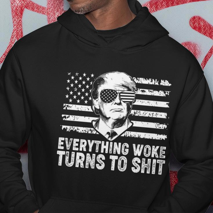 Funny Anti Biden Everything Woke Turns To Shit Funny Trump V2 Hoodie Unique Gifts