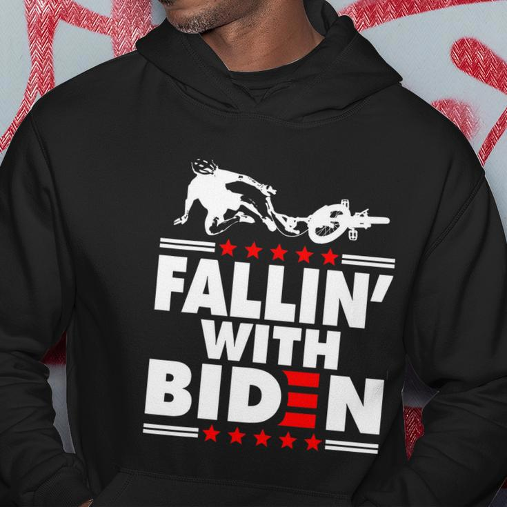 Funny Biden Falls Off Bike Joe Biden Fallin With Biden Hoodie Unique Gifts