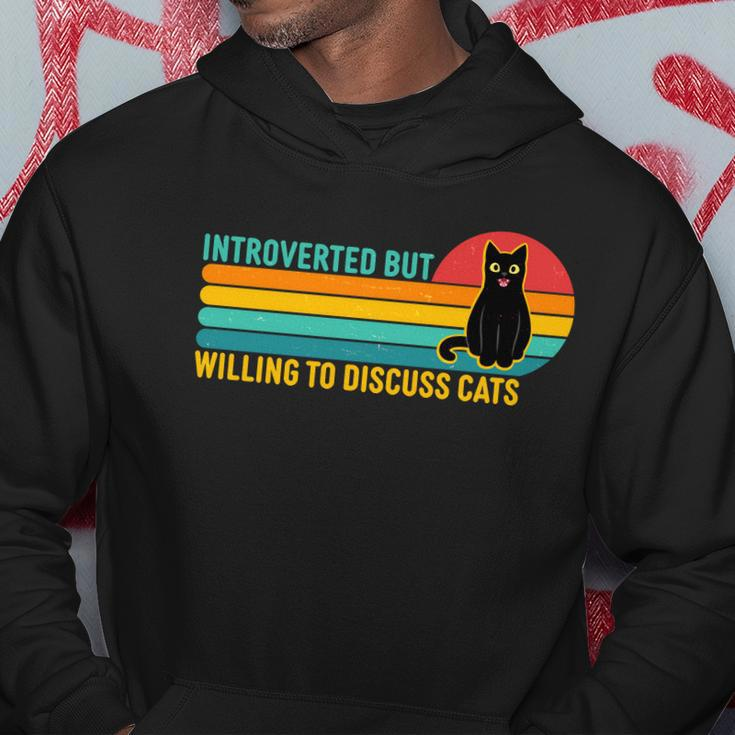 Funny Retro Cat Introverted But Willing To Discuss Cats Tshirt Hoodie Unique Gifts