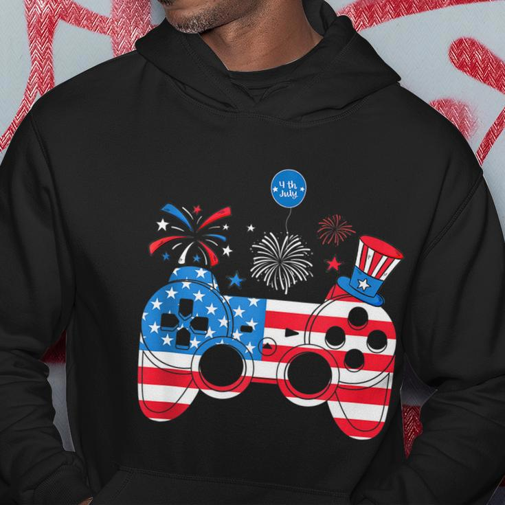 Gamer Video Gaming 4Th Of July Funny Men Boys American Flag Hoodie Unique Gifts