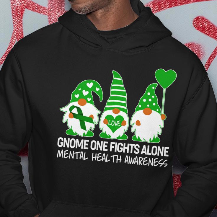 Gnome One Fights Alone Mental Health Awareness Hoodie Unique Gifts