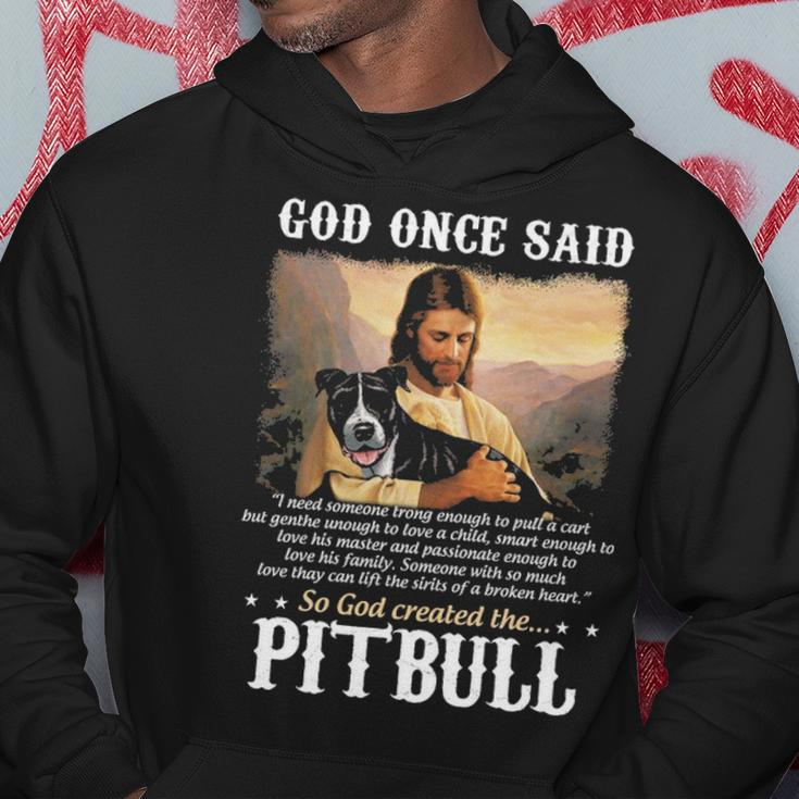 God And Pitbull Dog God Created The Pitbull Men Hoodie Personalized Gifts
