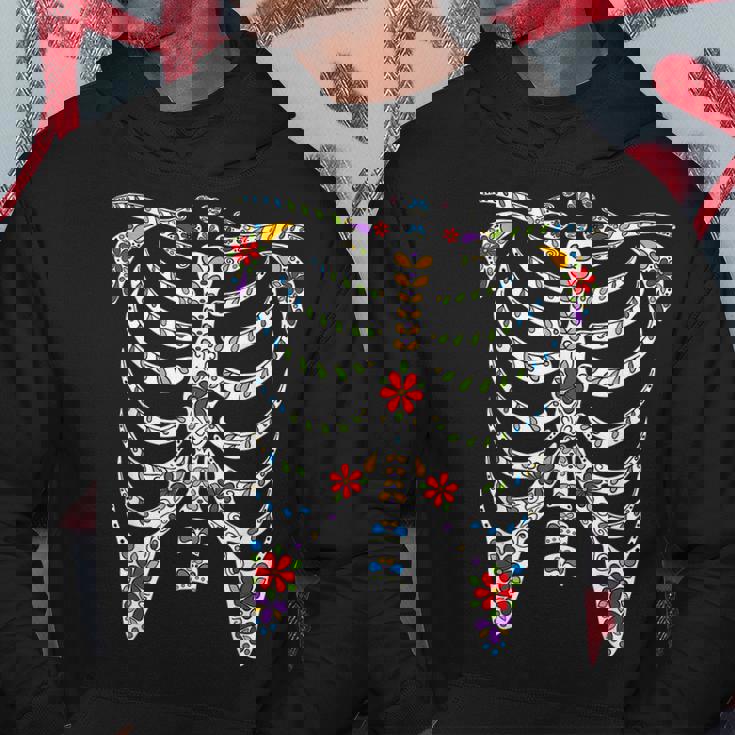 Halloween Day Of Dead Skeleton Flowers Decorated Men Hoodie Graphic Print Hooded Sweatshirt Personalized Gifts