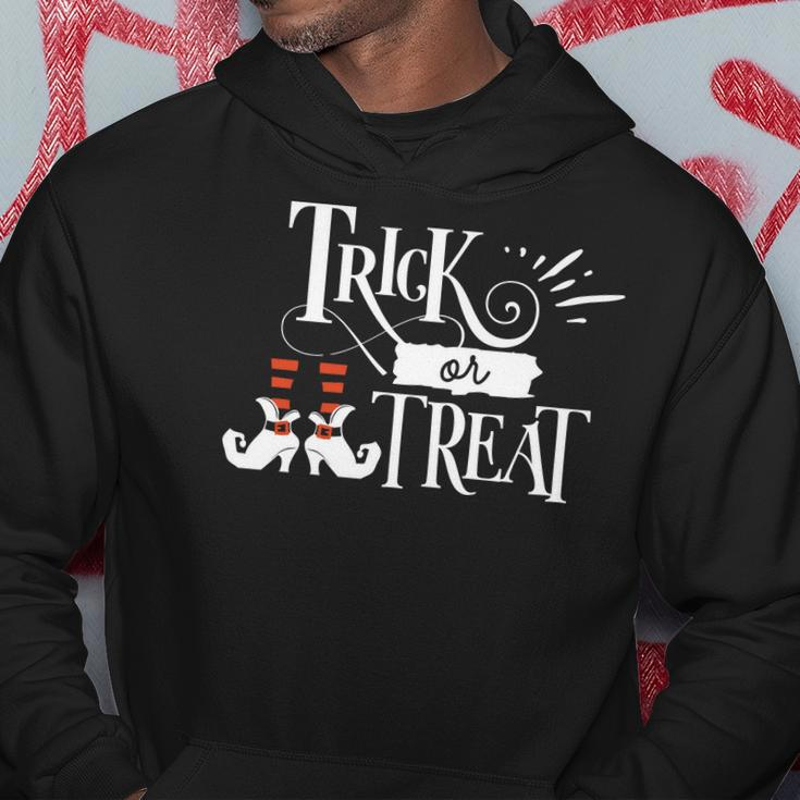 Halloween Funny Trick Or Treat Orange And White Men Hoodie Graphic Print Hooded Sweatshirt Funny Gifts