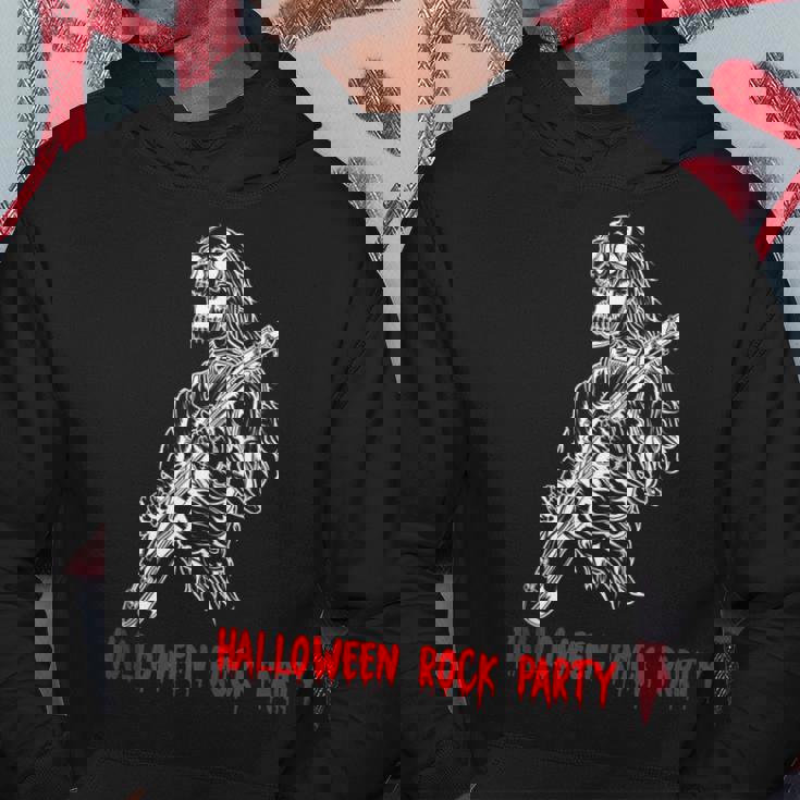 Halloween Rock Party Dancing Guitar Skeleton Playing Rock Hoodie Personalized Gifts