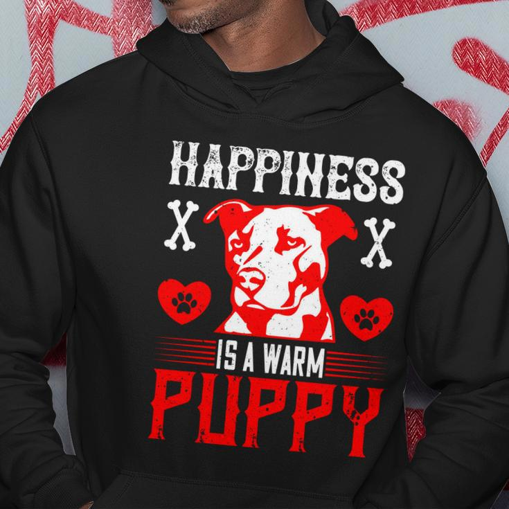 Happiness Is A Warm Puppy Cute Dog Pitbull Dad Hoodie Personalized Gifts