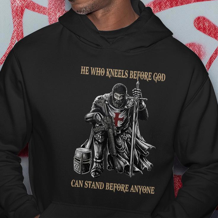 He Who Kneels Before God Can Stand Before Anyone Hoodie Unique Gifts