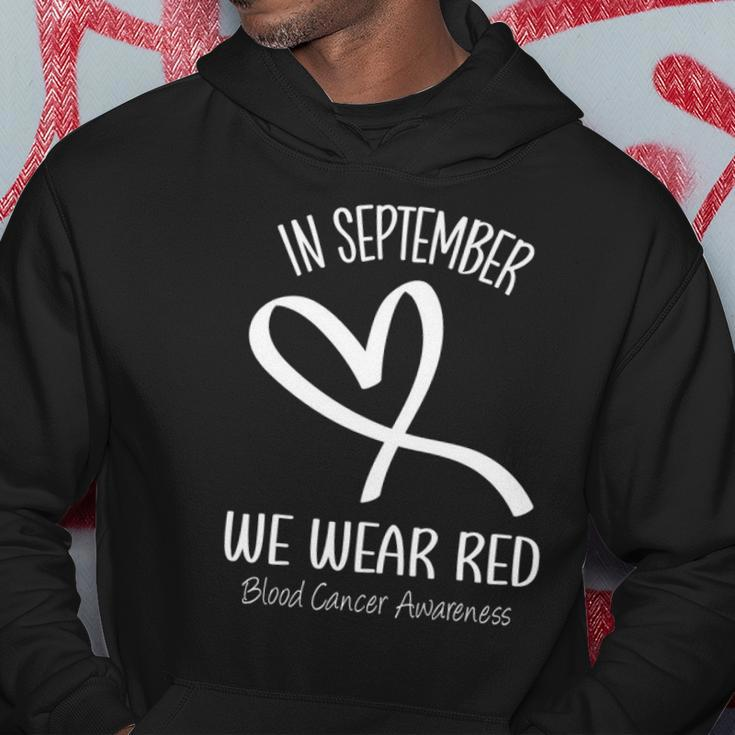 Heart In September We Wear Red Blood Cancer Awareness Ribbon Hoodie Unique Gifts