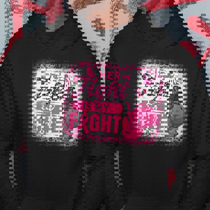 Her Fight Is My Fight Breast Cancer Awareness Boxing Gloves Men Hoodie Graphic Print Hooded Sweatshirt Personalized Gifts